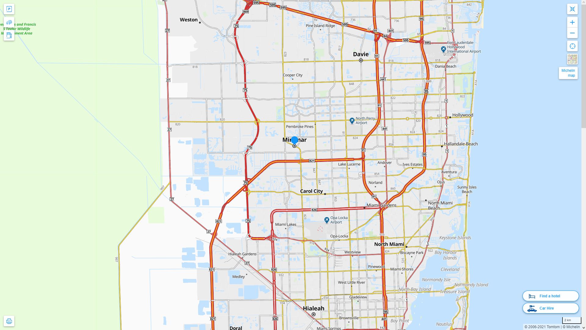 Miramar Florida Highway and Road Map